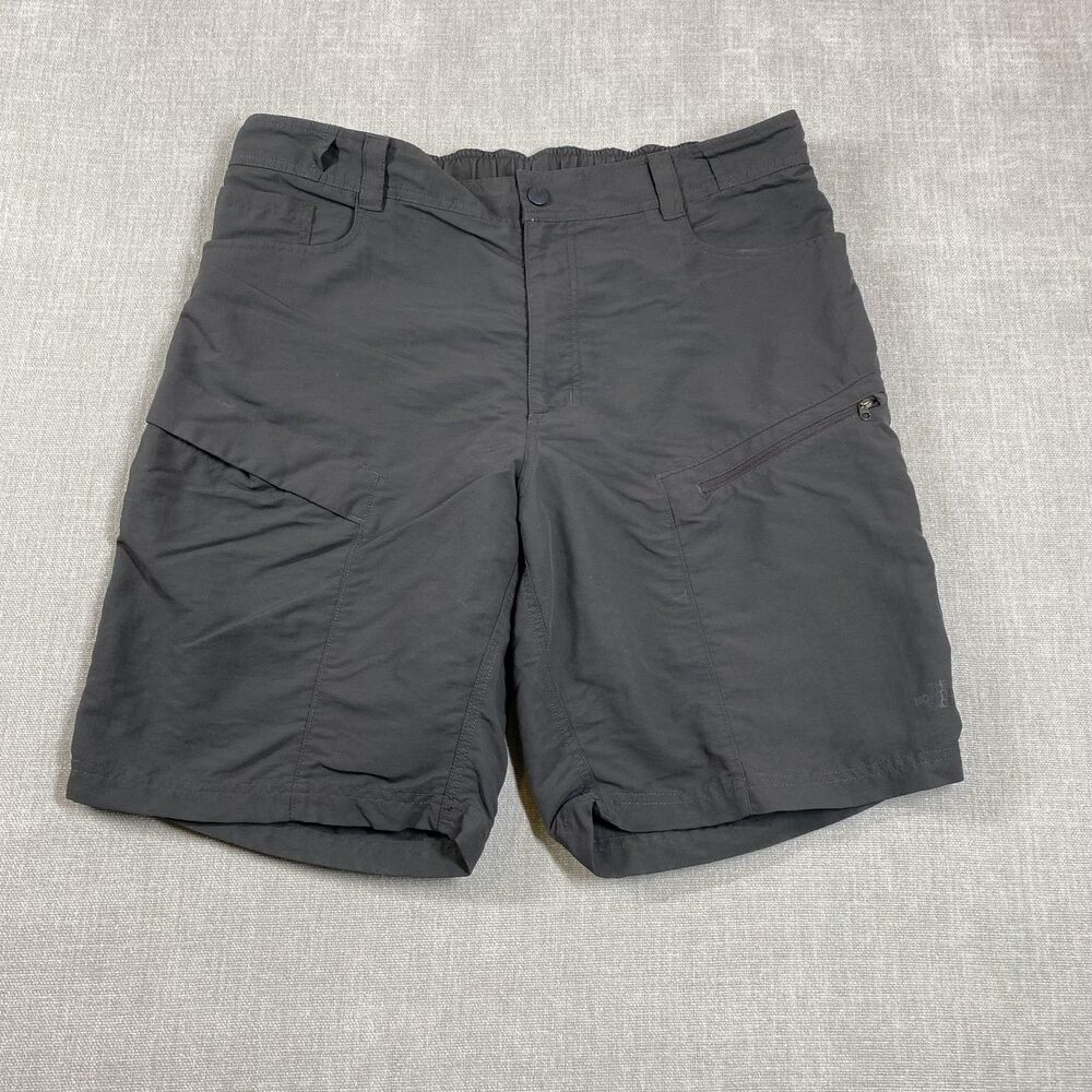 The North Face Hiking Shorts Mens XL Gray Nylon Elastic Waist Zip Pockets Trail